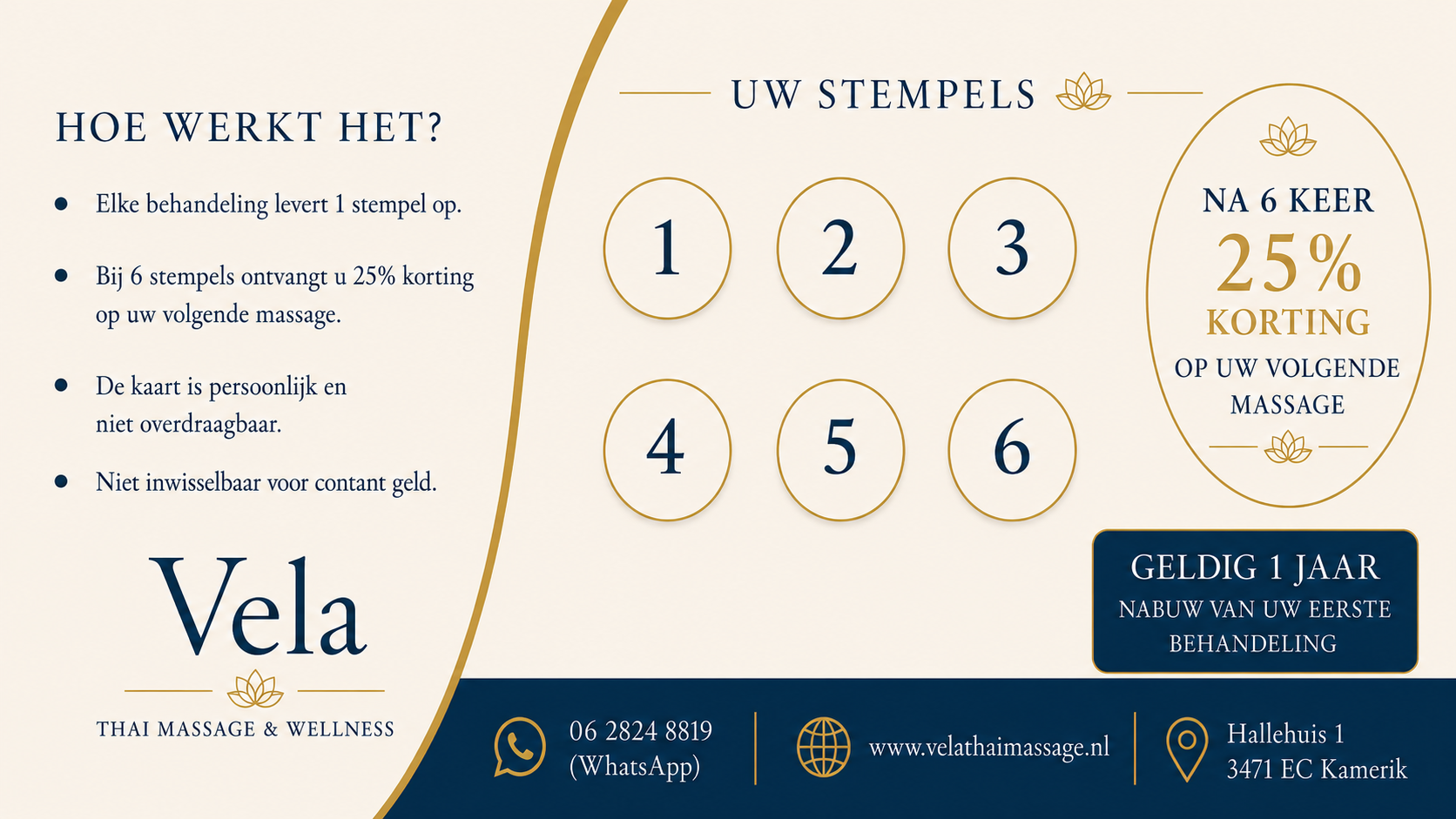 Vela Thai Massage spaarkaart