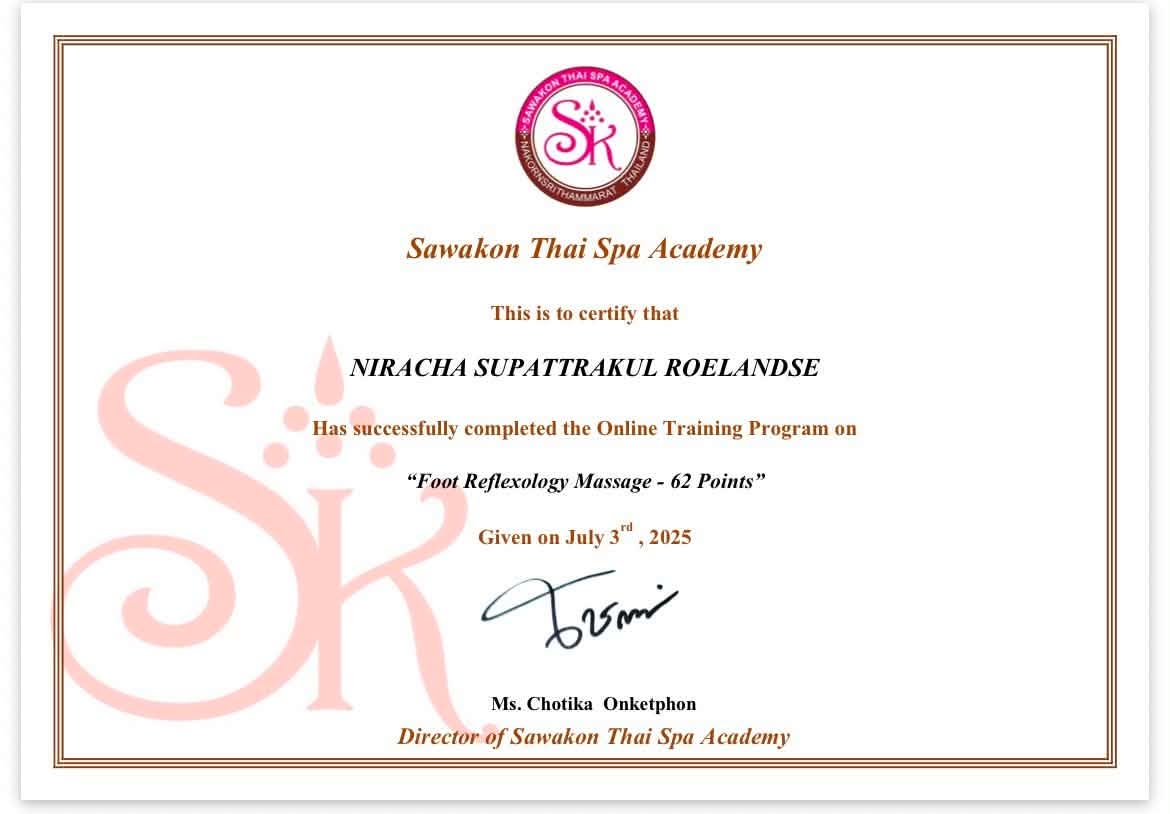 Vela Thai Massage certificaat 5