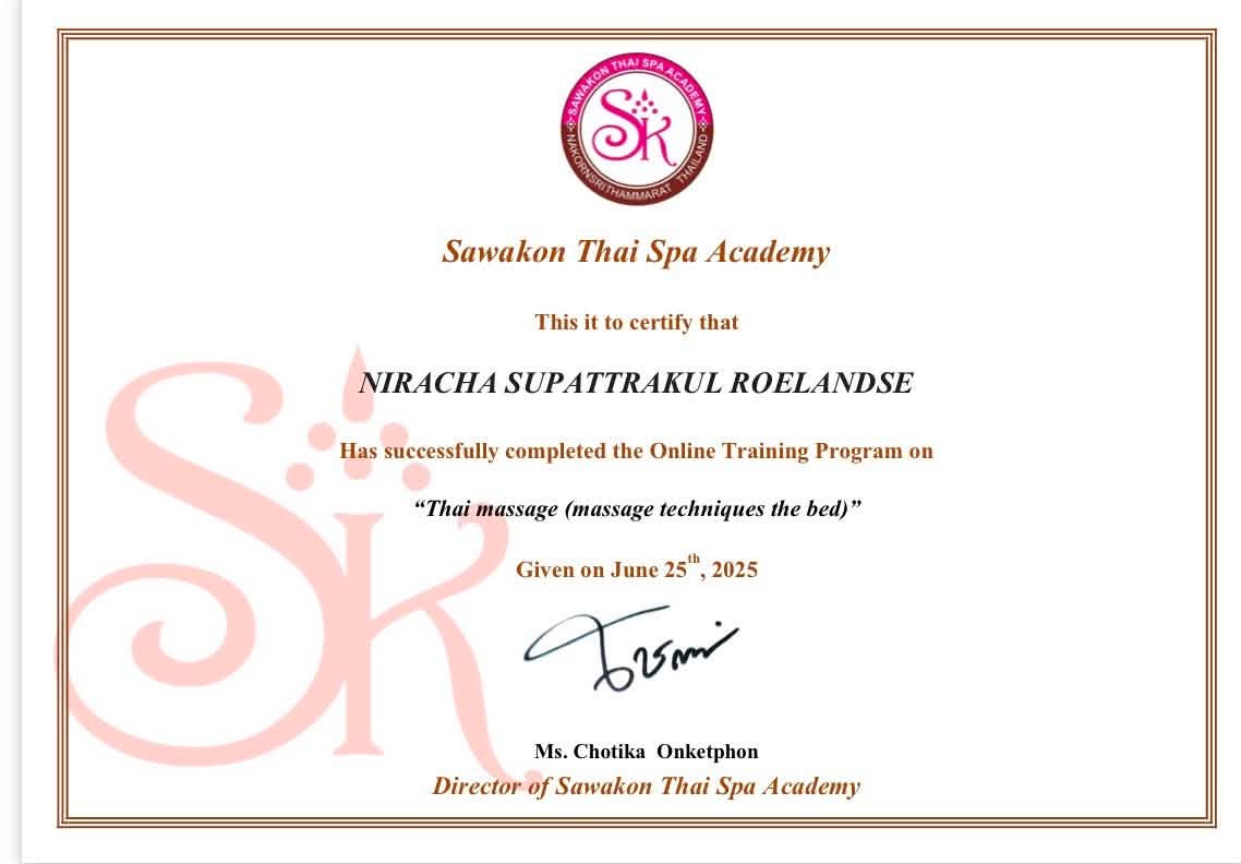 Vela Thai Massage certificaat 7