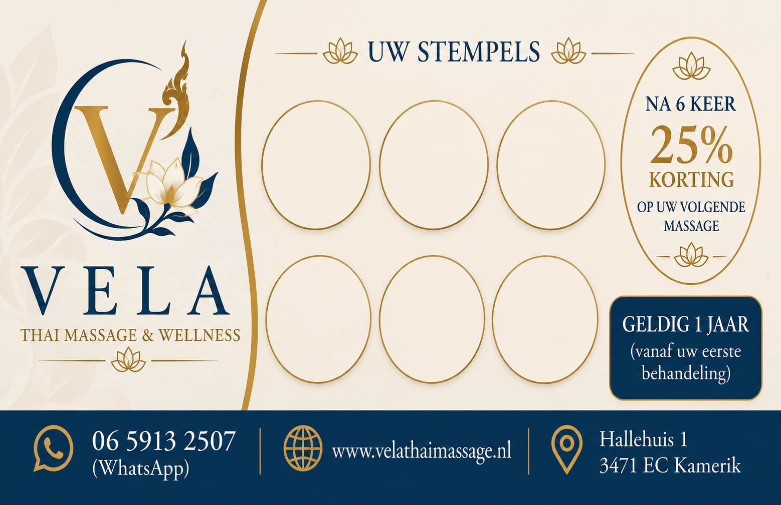 Vela Thai Massage spaarkaart